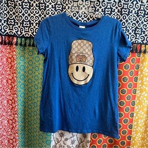 Gucci Boutique Blue Sparkles Tee Shirt Fitted Women’s XL